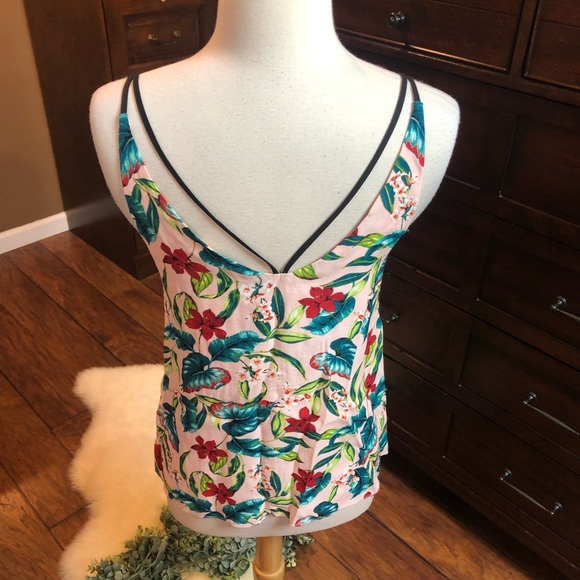 Topshop Women's Pink Hawaiian Floral Cami - Picture 2 of 5
